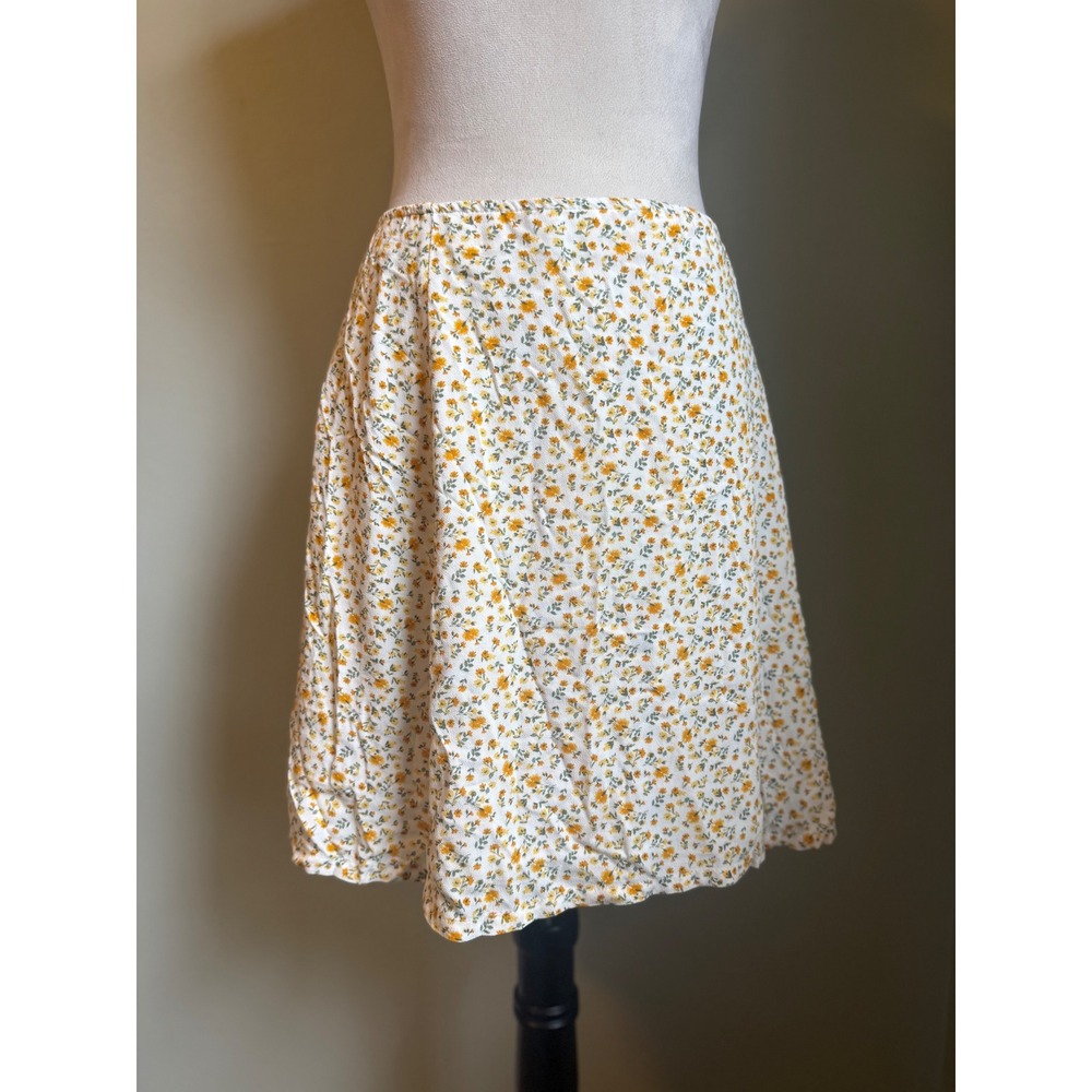 Hollister High Rise Floral Mini Skirt Yellow White Large boho Y2K fairy cottage